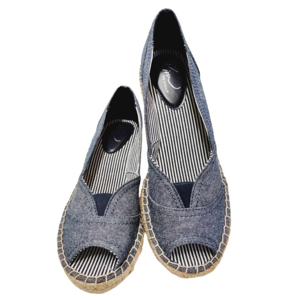 Kim by Kim Rogers “Lyna” Blue Espadrille Comfort Wedge Open-Toe Slip-On Size 9M